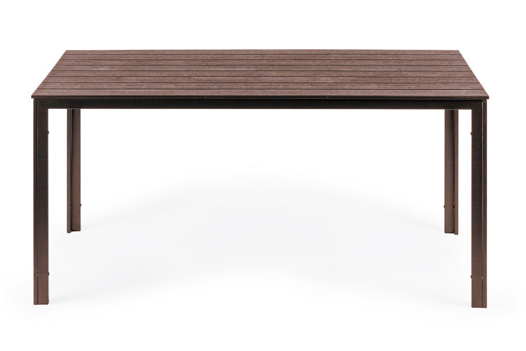 6 személyes kerti asztal 156x78 cm, Polywood teraszbútor, barna