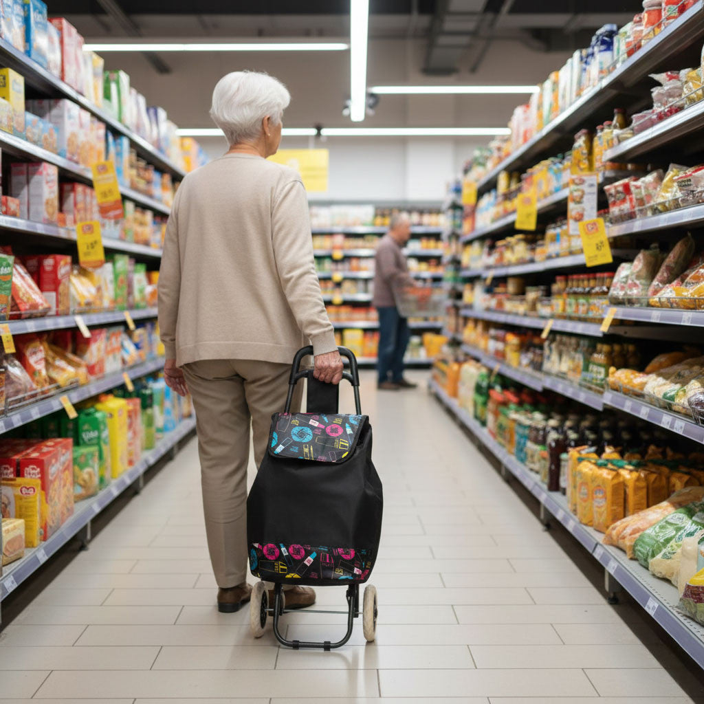 Geantă de cumpărături rulantă de 30 de litri cu scaun rabatabil Imagine secundară a produsului