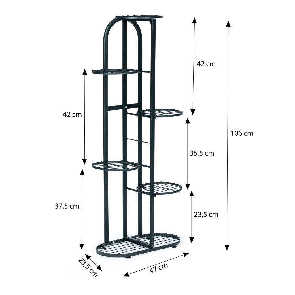 Modern fém virágtartó 6 szintes, fekete