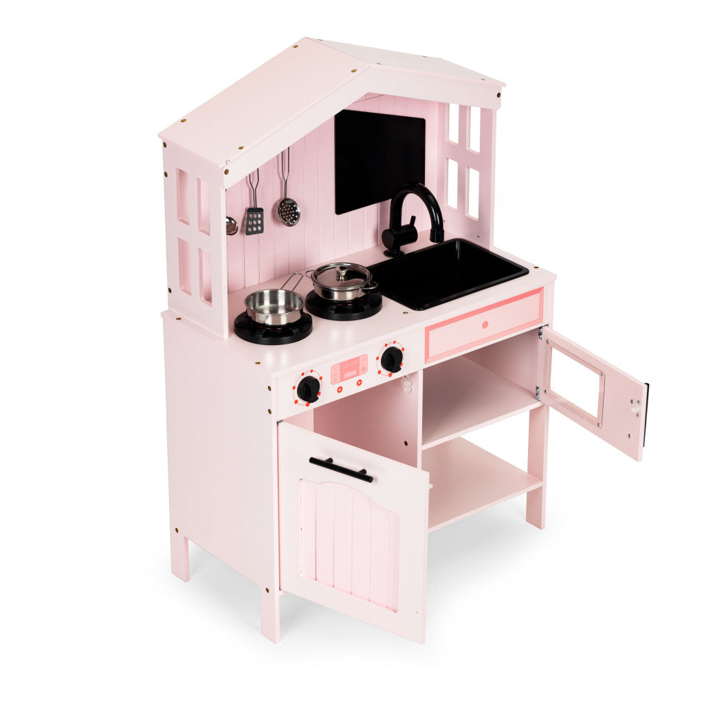 Bucătărie de jucărie din lemn, cuptor, arzătoare cu microunde, accesorii Imagine secundară a produsului