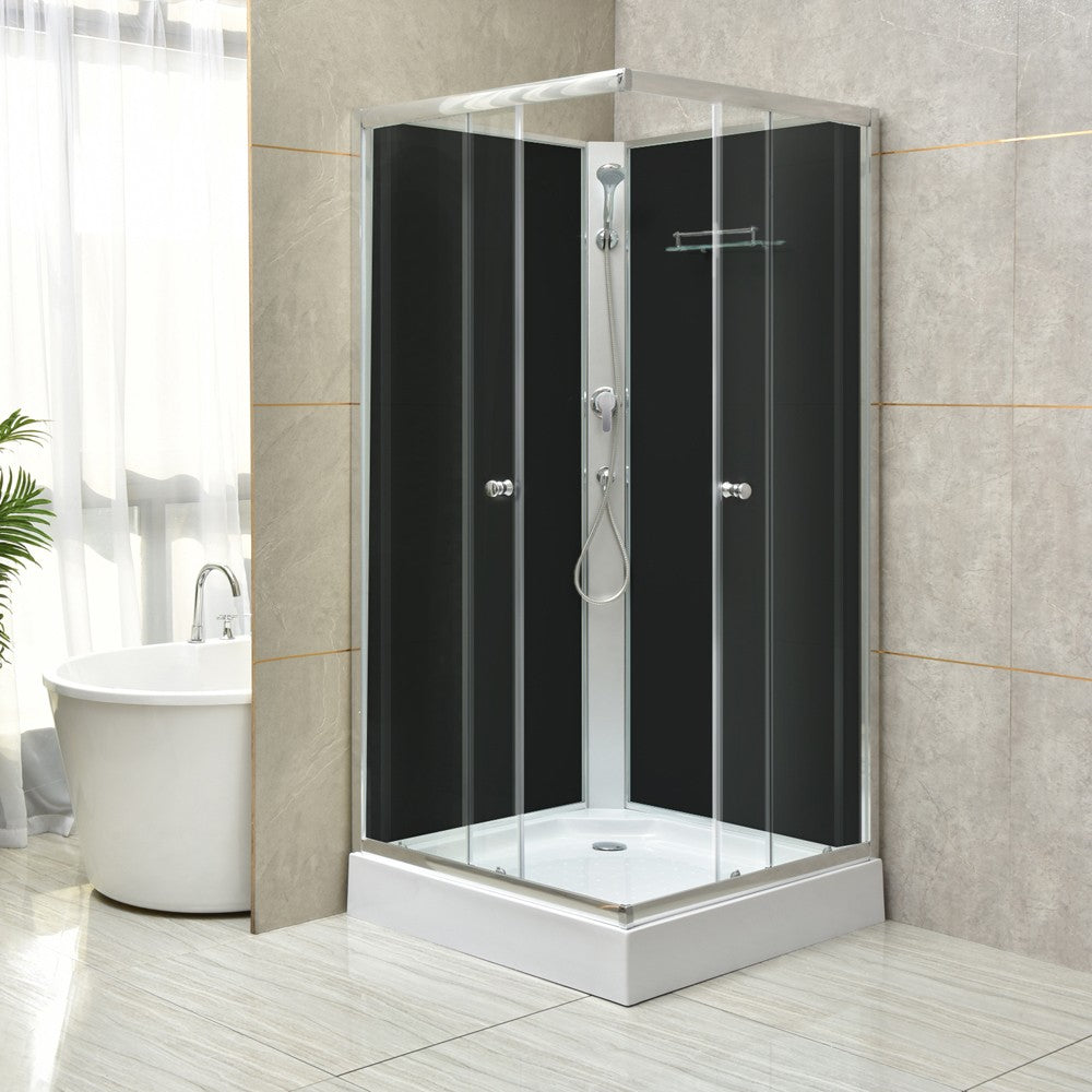 Polo Black II 90x90 cm szögletes fekete hátfalas zuhanykabin zuhanytálcával Másodlagos kép