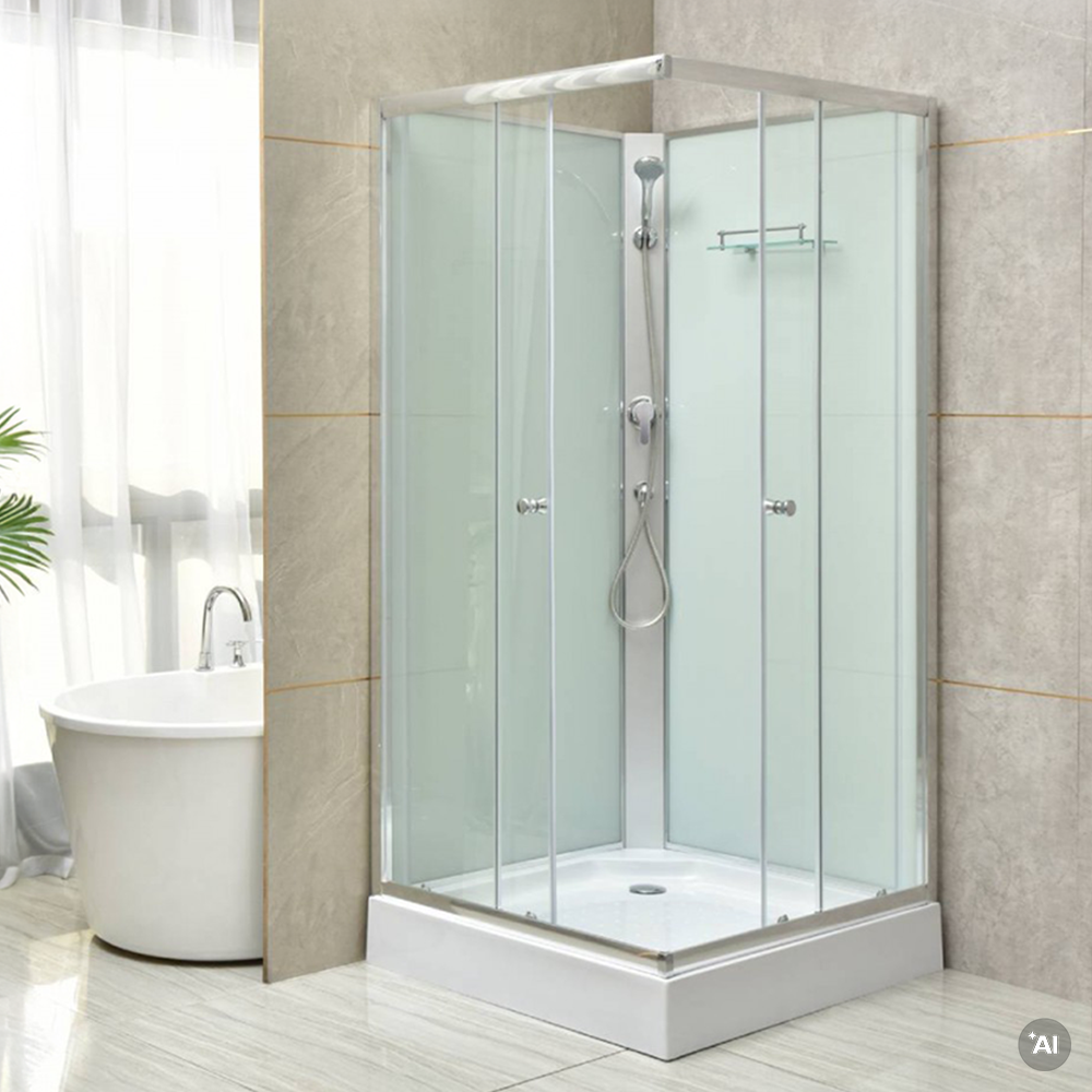 Polo White II 90x90 cm četvrtasta bijela tuš kabina sa stražnjom stijenom i tuš kadom Druga slika proizvoda
