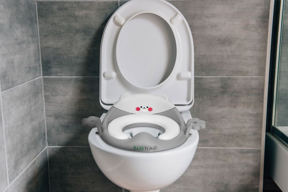 Wc szűkítő ülőke fülekkel puha párnával szürke