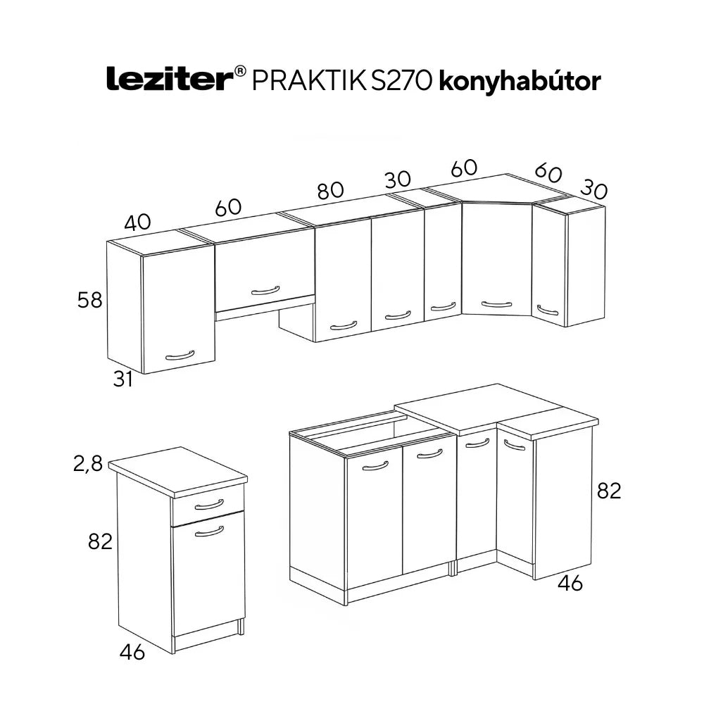 Praktik 270 sarok konyhabútor