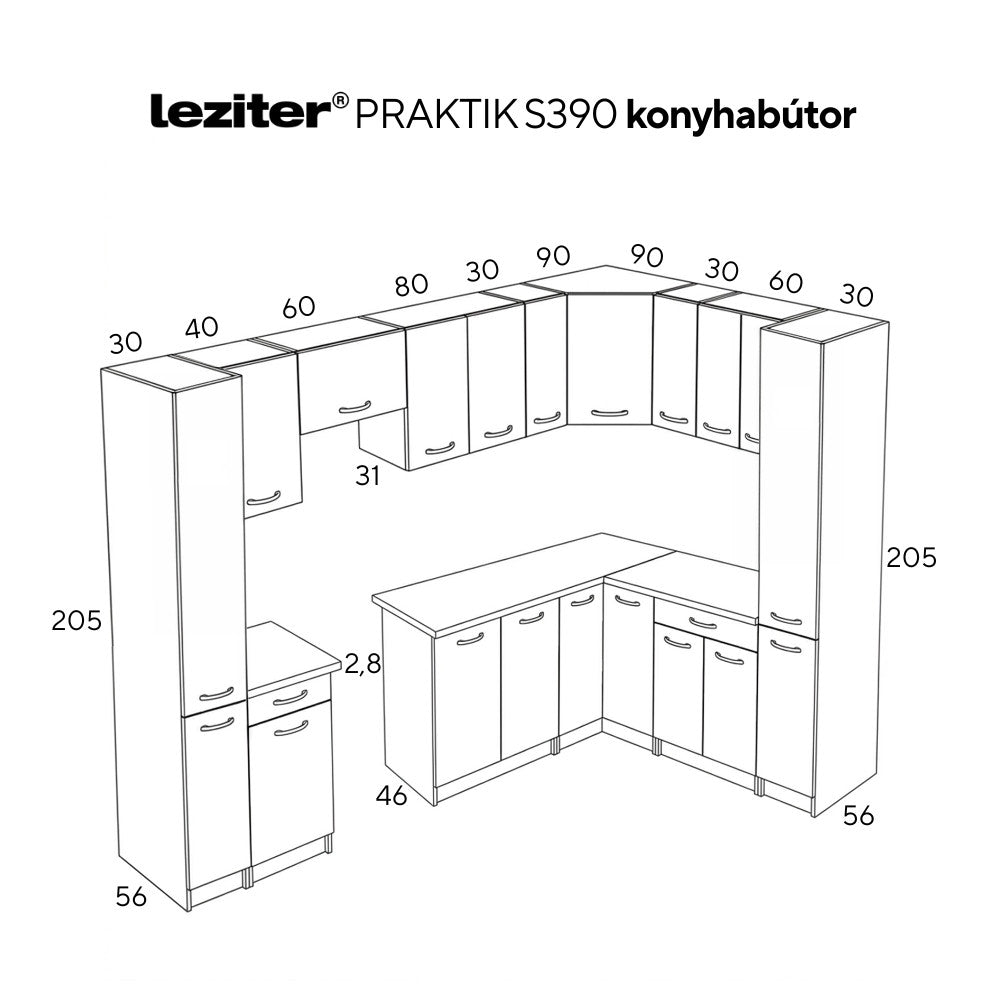 Praktik 390 sarok konyhabútor