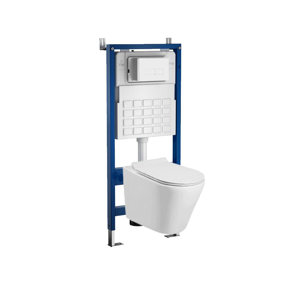 Falba építhető WC tartály szett, fehér fali WC-vel és kék szerelőkerettel - Homelux, ROYASET_WT-1_R-021W Fő kép