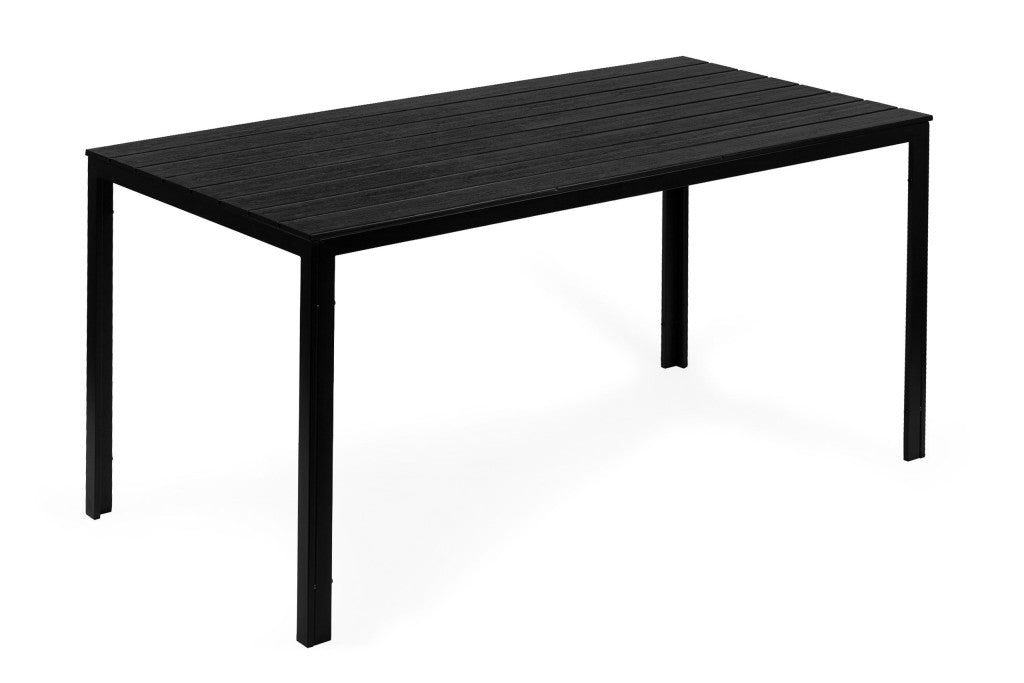 6 személyes kerti asztal 156x78 cm polywood fekete Fő kép
