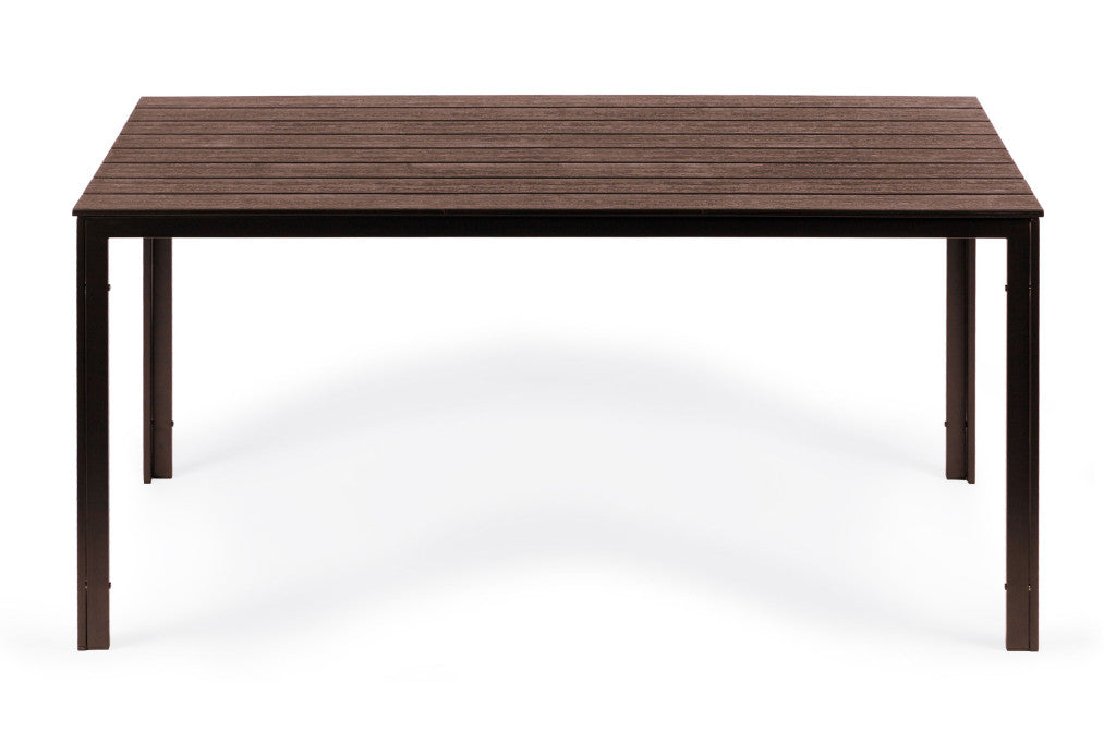 6 személyes kerti asztal 156x78 cm polywood barna