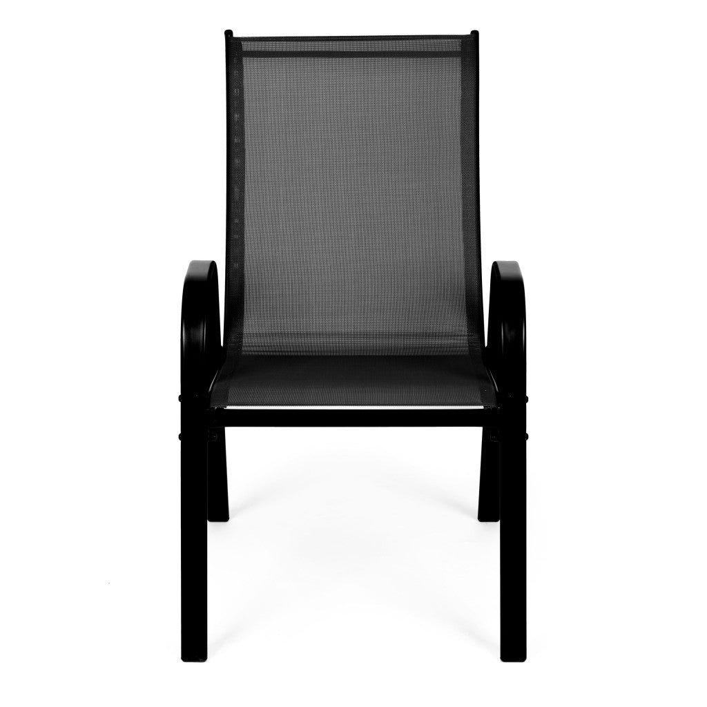 Set de 4 scaune de grădină cu cadru metalic, negru Imagine secundară a produsului