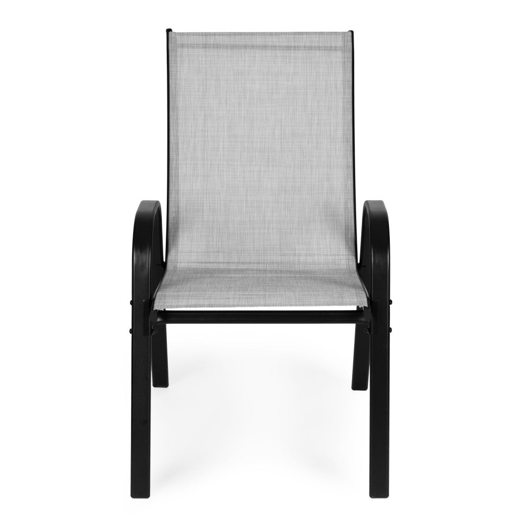 Set de 4 scaune de grădină cu cadru metalic, gri deschis Imagine secundară a produsului