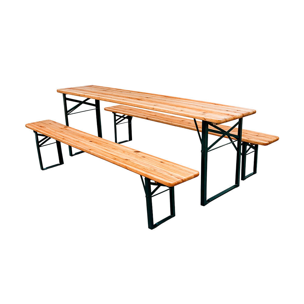 Sörpad garnitúra összecsukható acélvázas fenyő 200x50 cm Fő kép