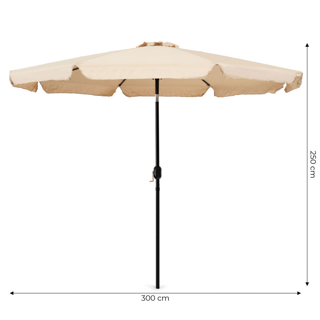 Nagy kerti napernyő, állítható, 300 cm, tekerőkarral, bézs