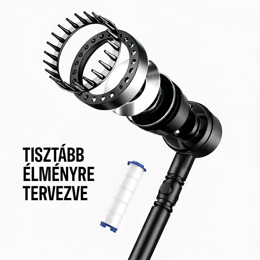 Kori 3 funkciós kézizuhany tömlővel tartóval szürke