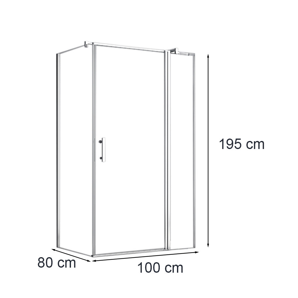 Simple 80x100 cm nyílóajtós aszimmetrikus zuhanykabin zuhanytálca nélkül