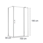 Simple 80x100 cm nyílóajtós aszimmetrikus zuhanykabin zuhanytálca nélkül