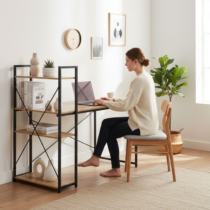 Íróasztal 120x60 cm 3 Polccal Loft Stílus Másodlagos kép