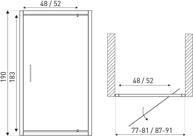 Tomar Dr 80x190 cm nyíló zuhanyajtó Másodlagos kép