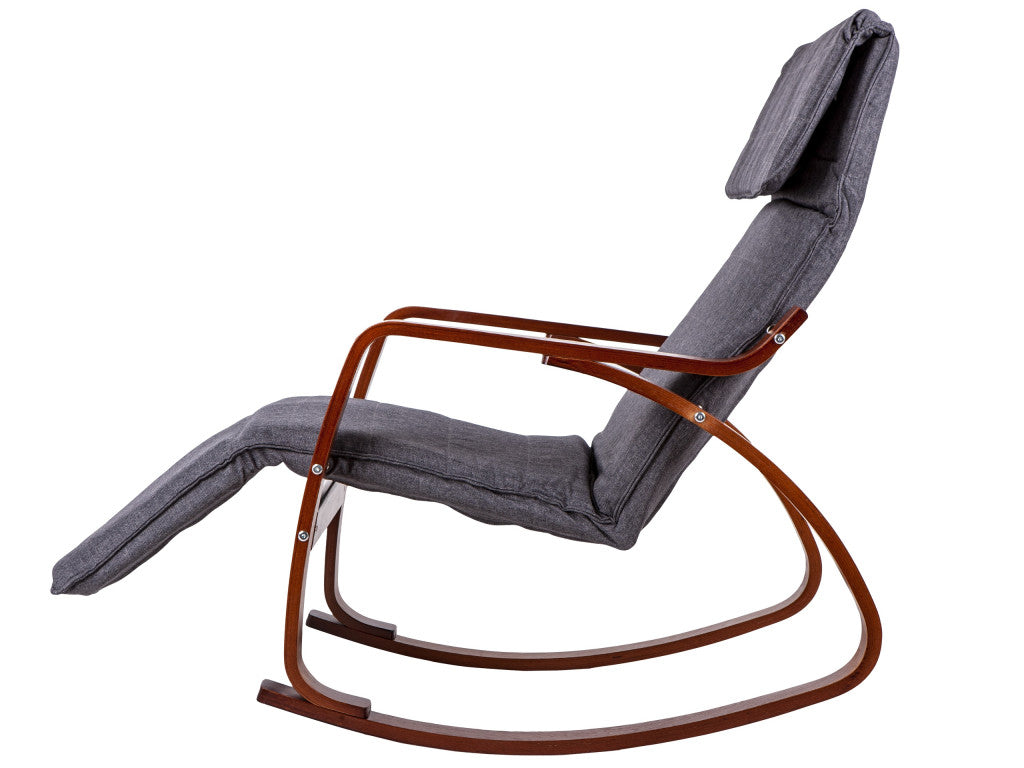 Hintaszék oldalnézete felemelt lábtartóval - Homelux, TXRC-02_WALNUT-CHARO