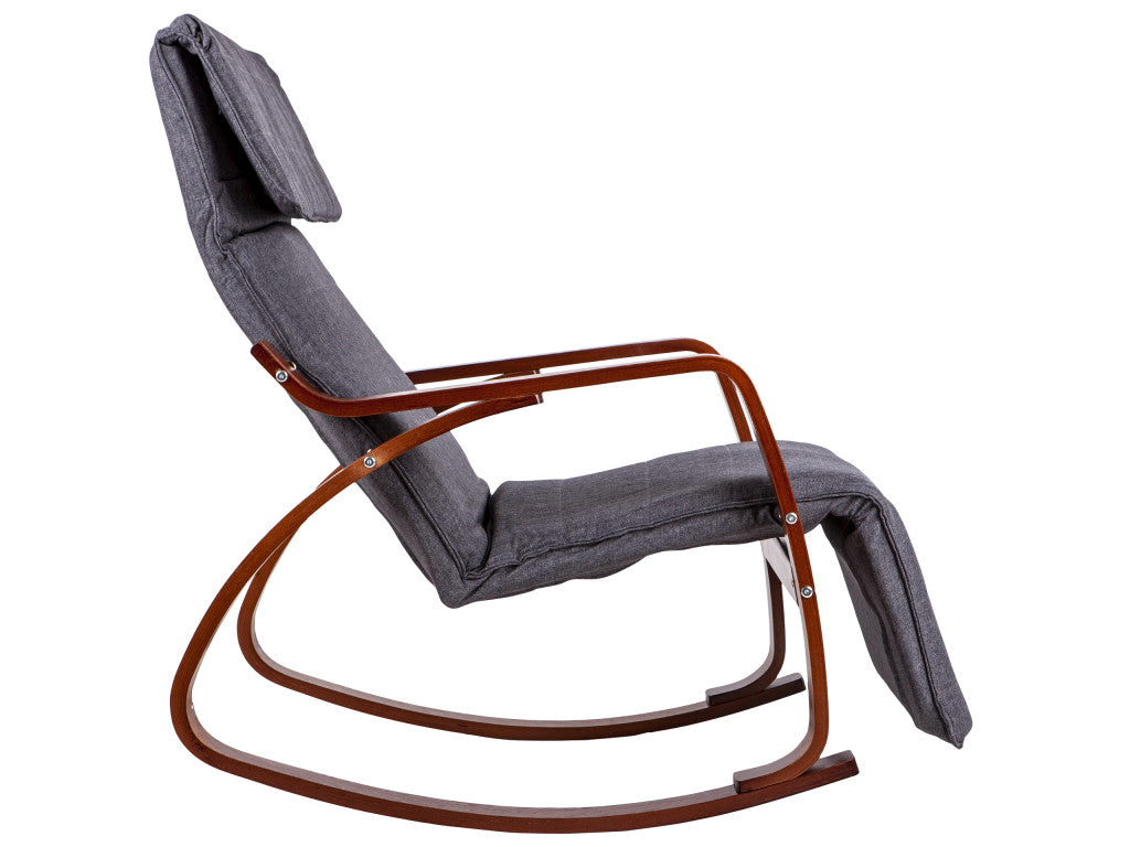 Hintaszék oldalnézete leengedett lábtartóval - Homelux, TXRC-02_WALNUT-CHARO
