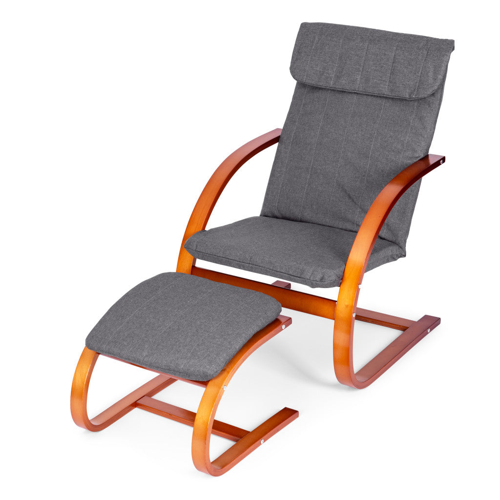 Hintaszék és lábtartó háromnegyedes nézetből - Homelux, TXWQM-31-6-WALNUT