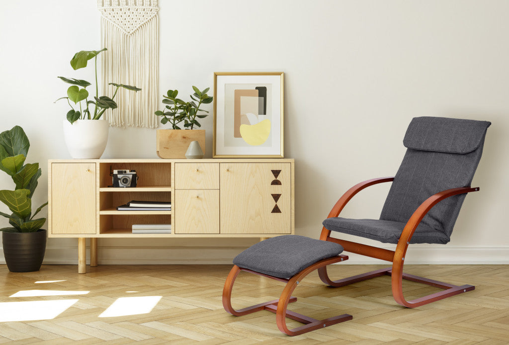 Hintaszék lábtartóval modern nappaliban - Homelux, TXWQM-31-6-WALNUT