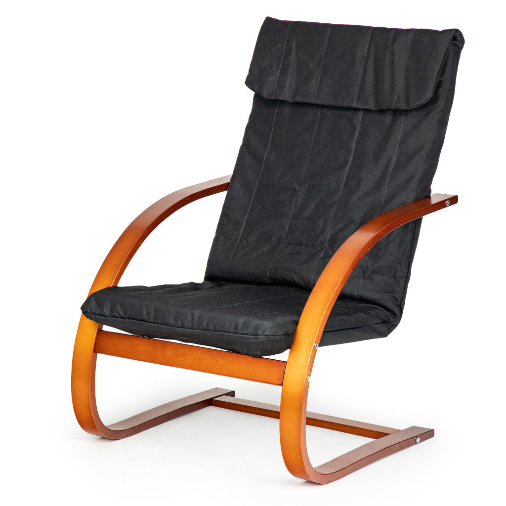 Hintaszék, mogyoróbarna fa vázzal és fekete huzattal - Homelux, TXWQM-31_WALNUT-BLAC