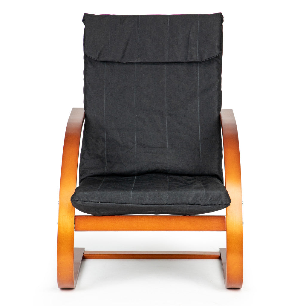 Hintaszék szemből, fekete párnázott ülőfelülettel - Homelux, TXWQM-31_WALNUT-BLAC