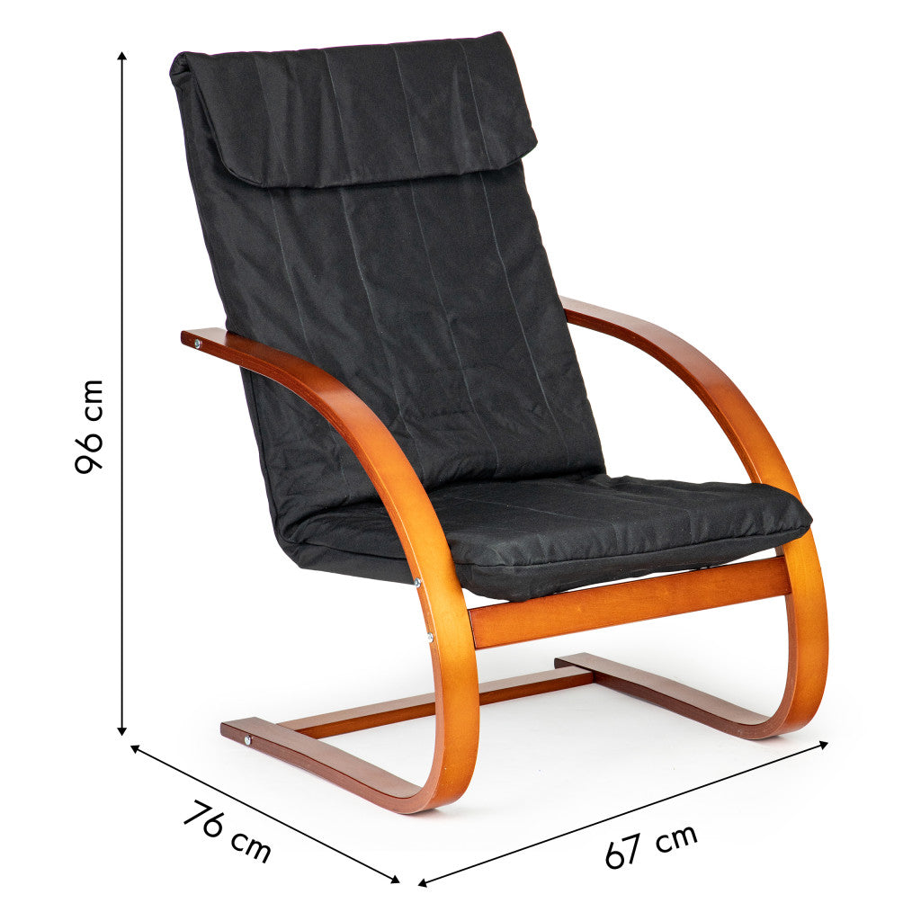 Hintaszék méretábra 96 × 67 × 76 cm méretekkel - Homelux, TXWQM-31_WALNUT-BLAC