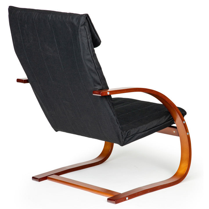 Hintaszék hátulnézete fa vázzal és fekete huzattal - Homelux, TXWQM-31_WALNUT-BLAC