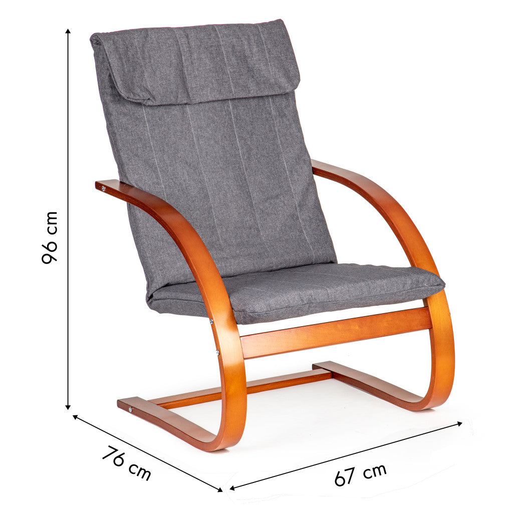Hintaszék méretábra 96 × 67 × 76 cm méretekkel - Homelux, TXWQM-31_WALNUT-CHAR
