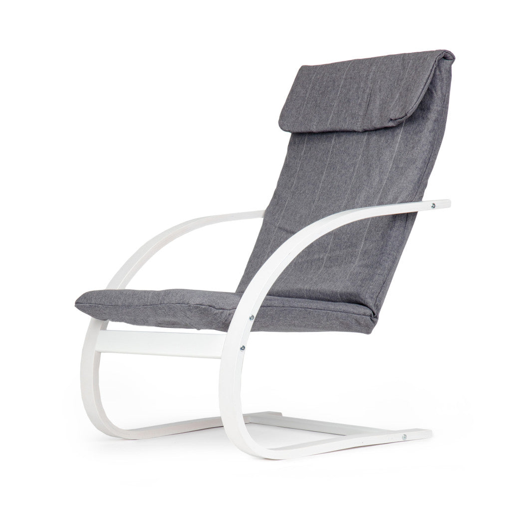 Hintaszék, szürke kárpitozással és fehér vázzal - Homelux, TXWQM-31_WHITE-CHARO