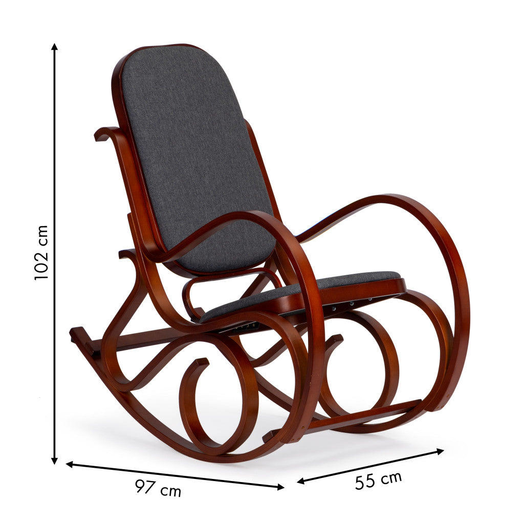 Hintaszék méretábra 102 cm magas, 97 cm hosszú és 55 cm széles kivitelben - Homelux, TXWQM-F001_CHAROCOAL