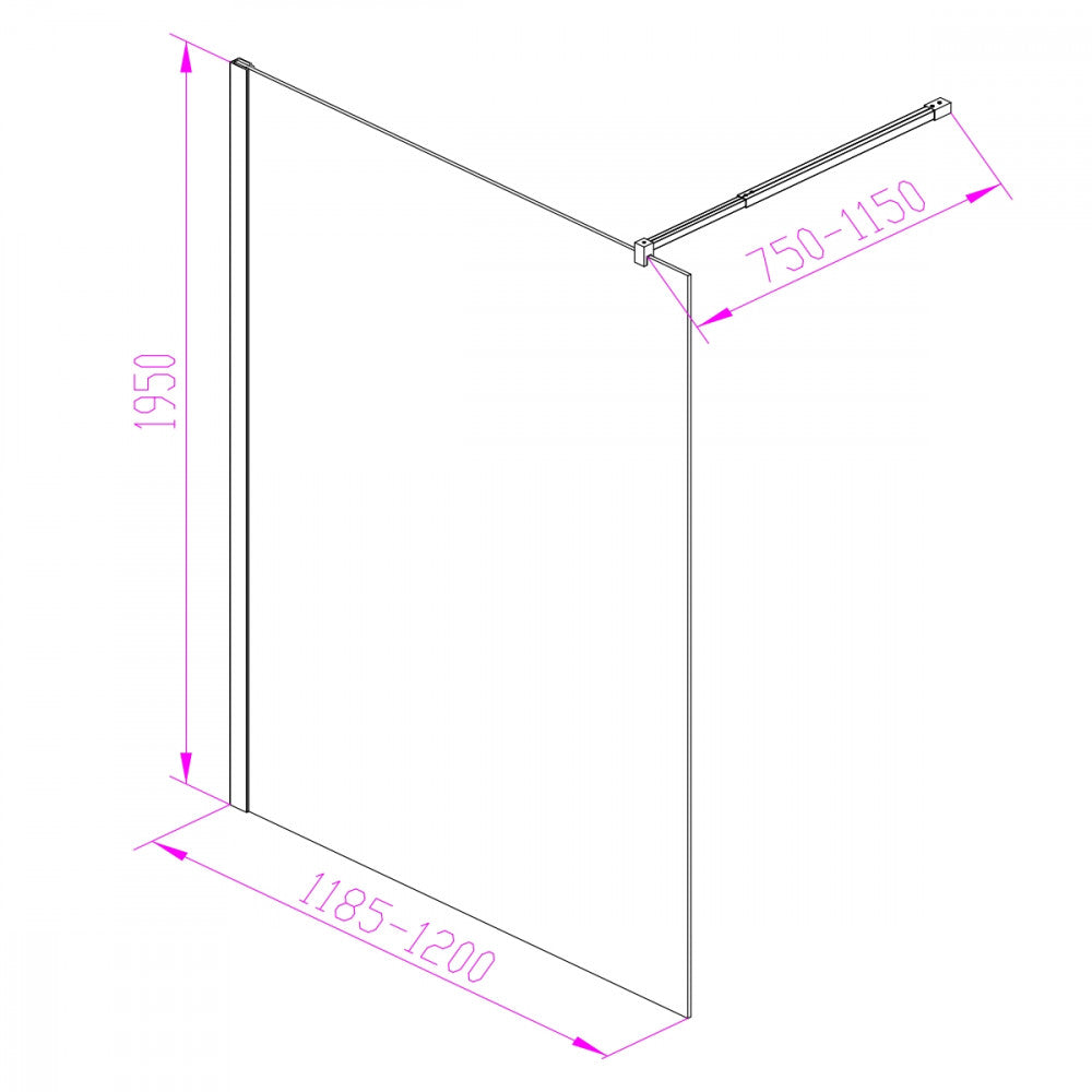 WI01-12 Walker walk in zuhanyfal 120x195 cm