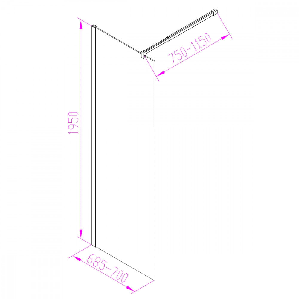 Walker 70x195 cm Walk in zuhanyfal