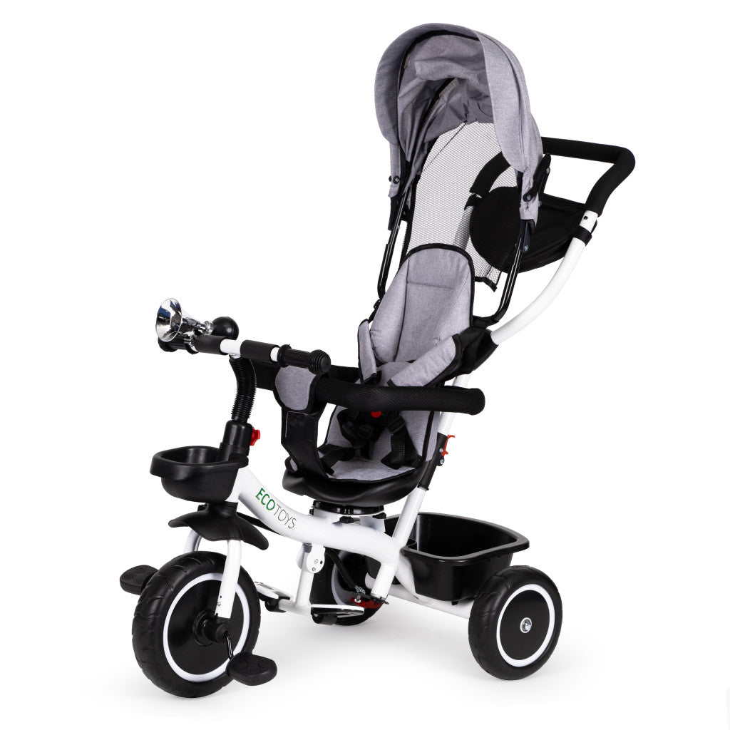 Triciclu triciclu scaun pivotant cu scaun pivotant copertină gri Imagine secundară a produsului