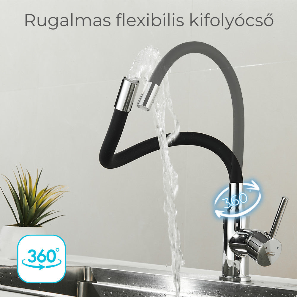 Corin álló mosogató csaptelep flexibilis kifolyócsővel fekete Másodlagos kép