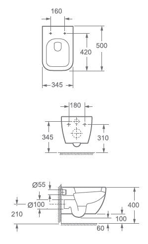 Ditte fali, rimless WC